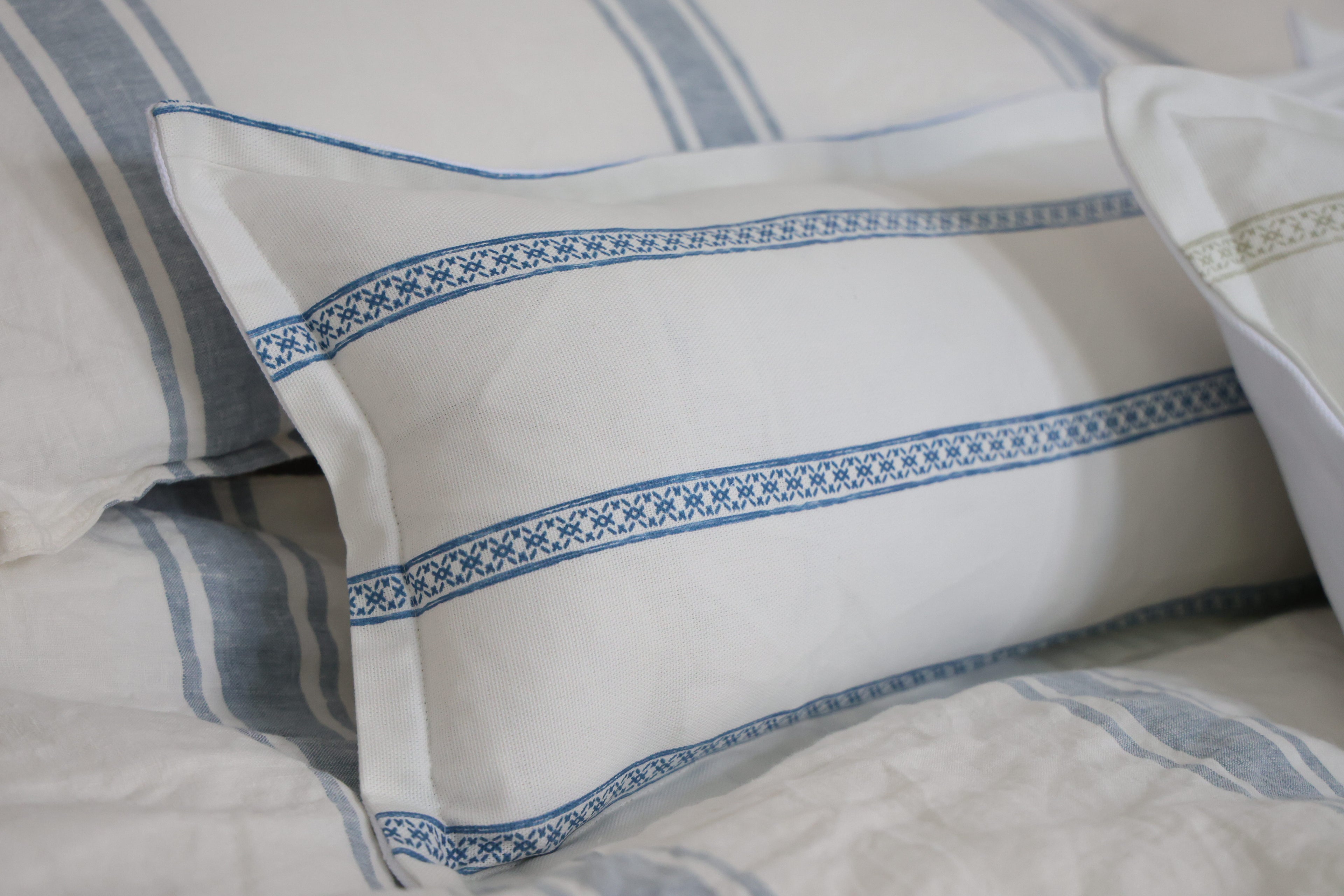 Blue and white stripe cushion