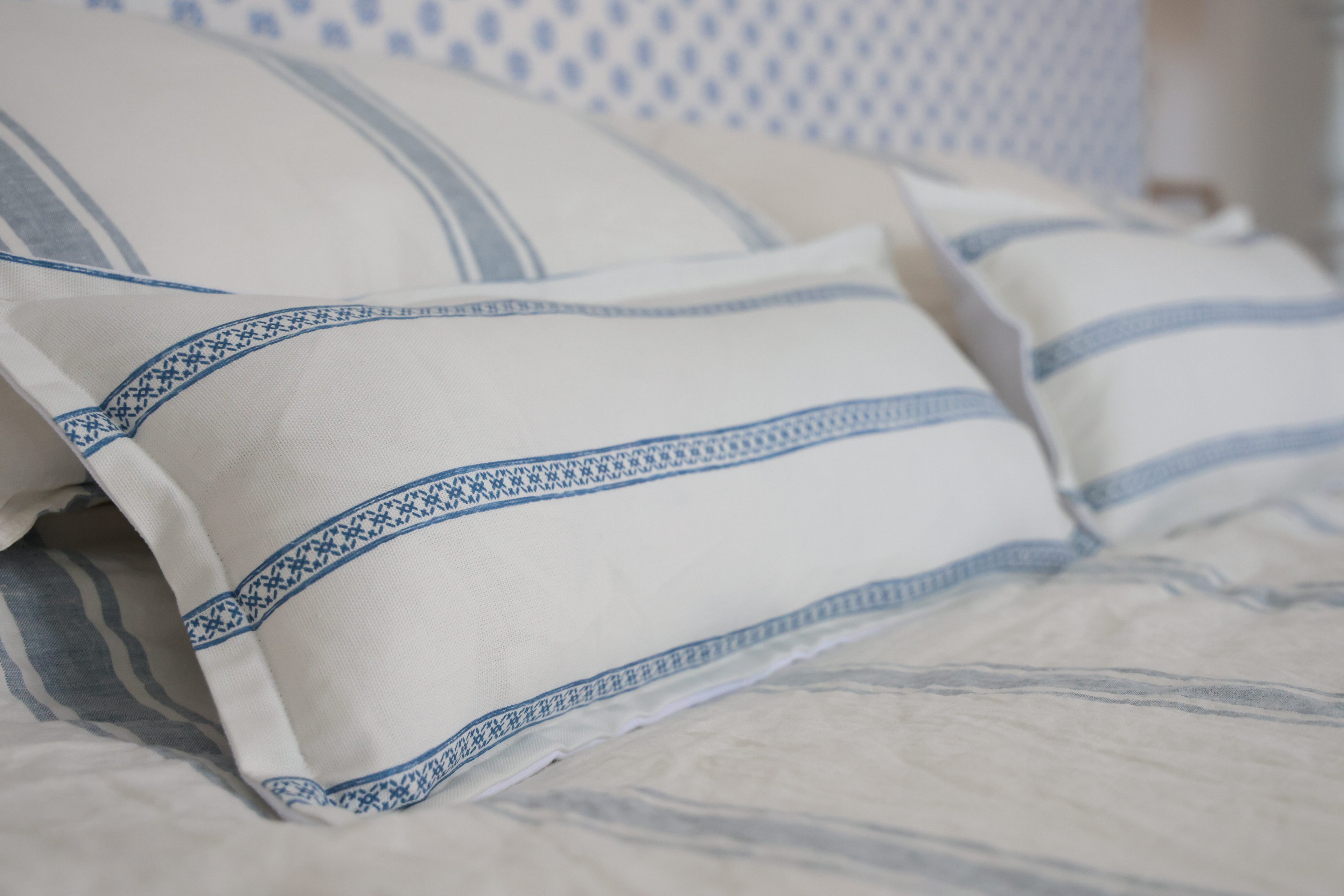 Blue and white stripe cushion