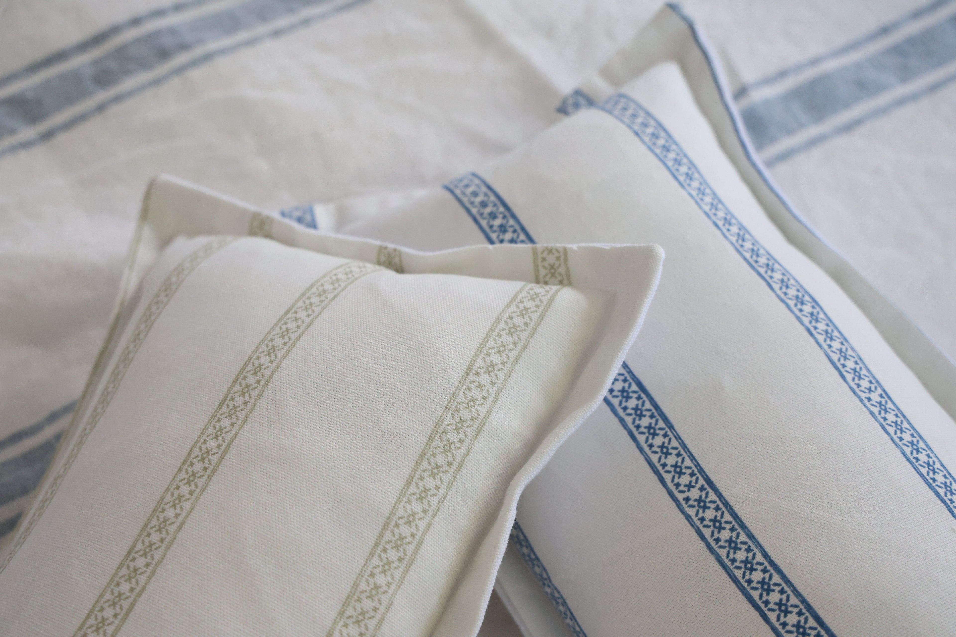Blue and white stripe cushion