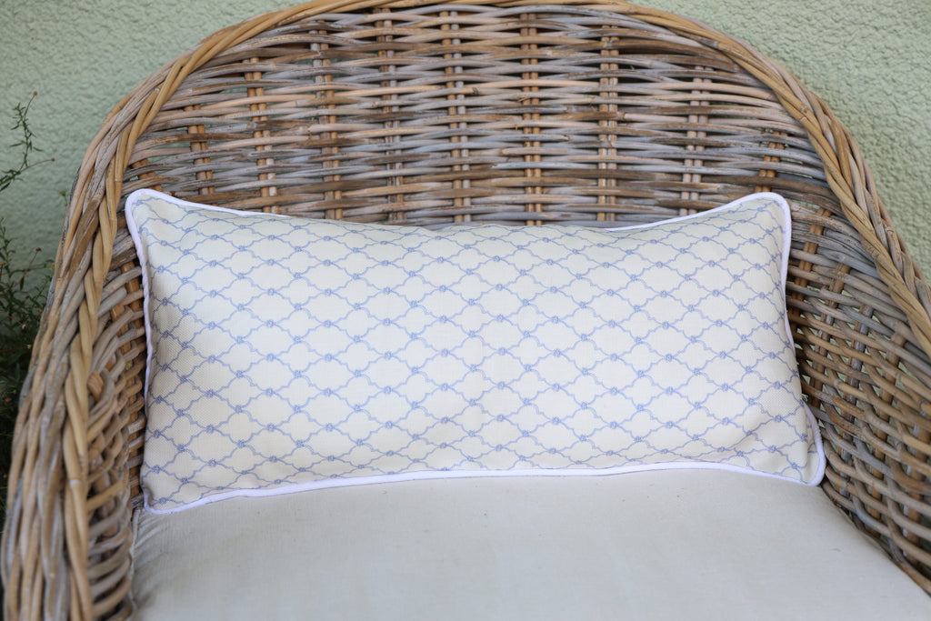 Ocre Designs 'Delft blue mini lattice linen' cushion