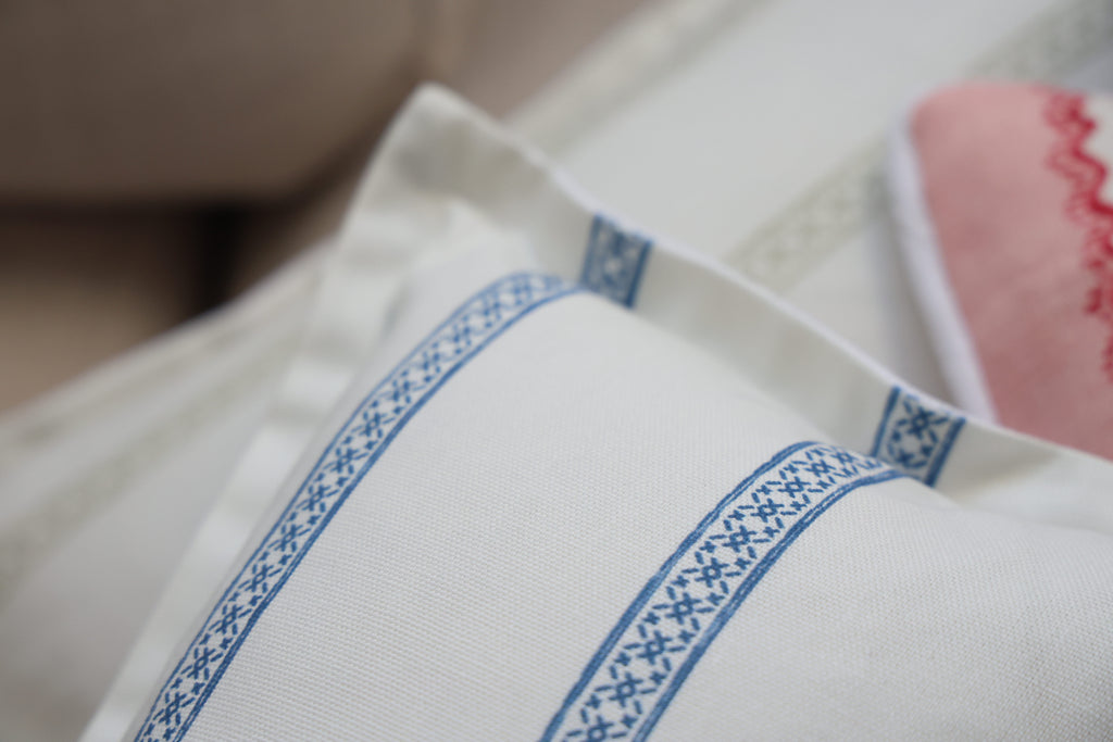 Blue and white stripe cushion