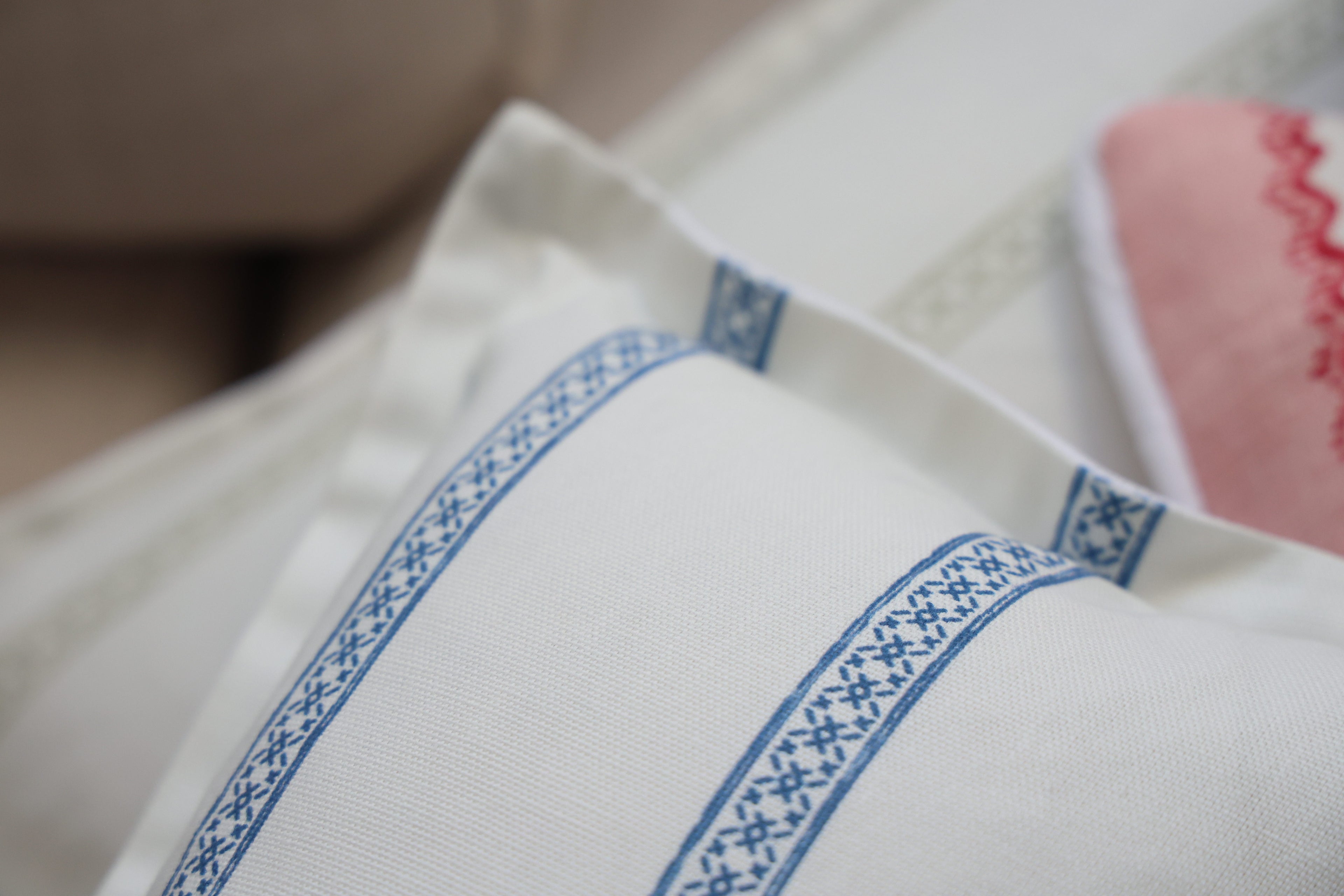 Blue and white stripe cushion