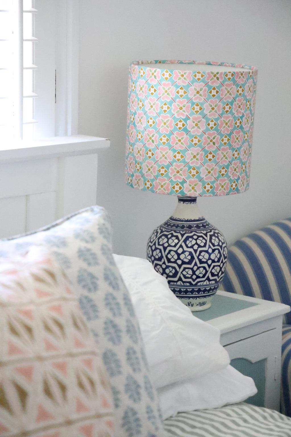 Anna Spiro 'Flora - Sea Mist' Small Drum Lampshade