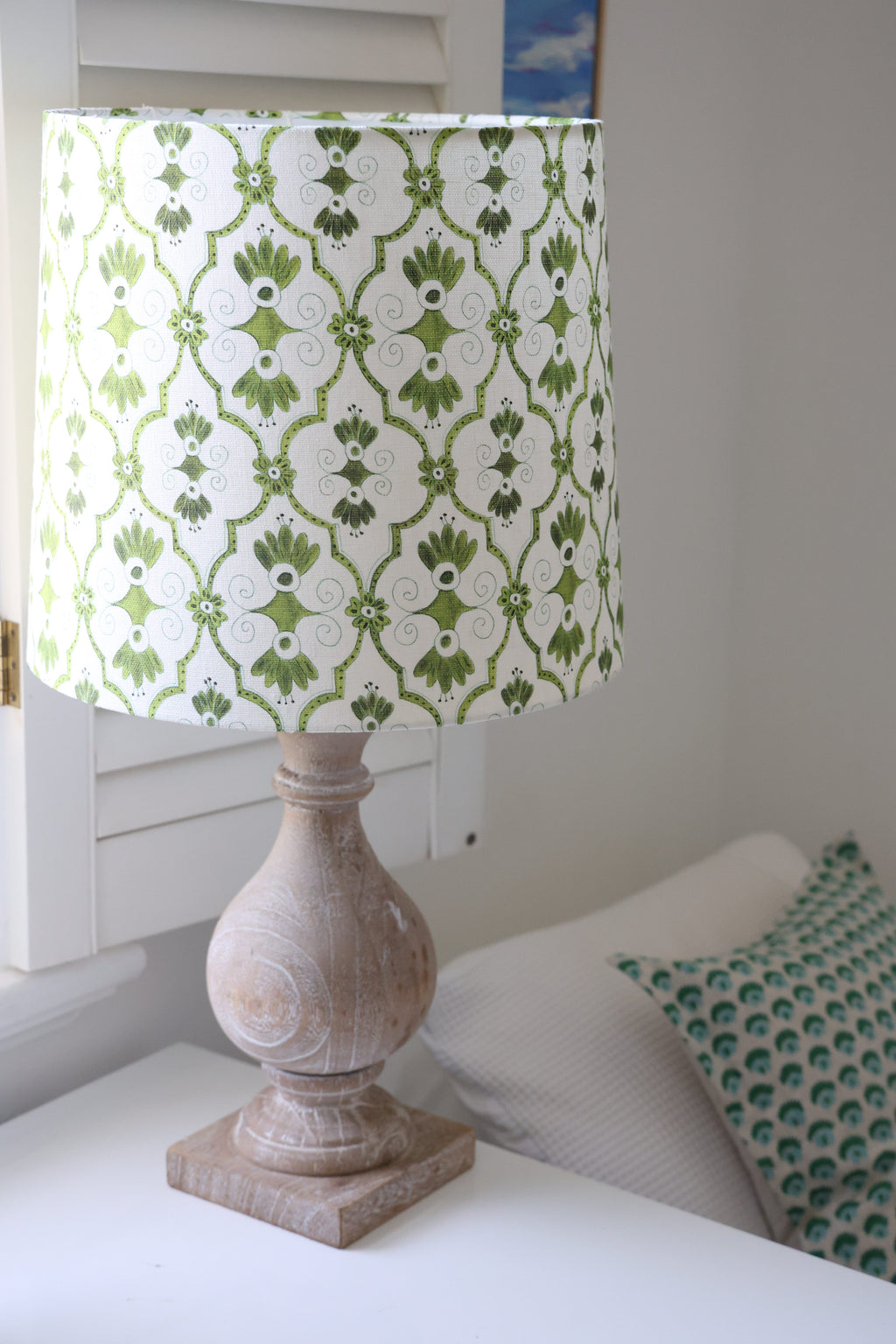 Ocre Designs 'Delft Green Lattice' Large Empire Lampshade