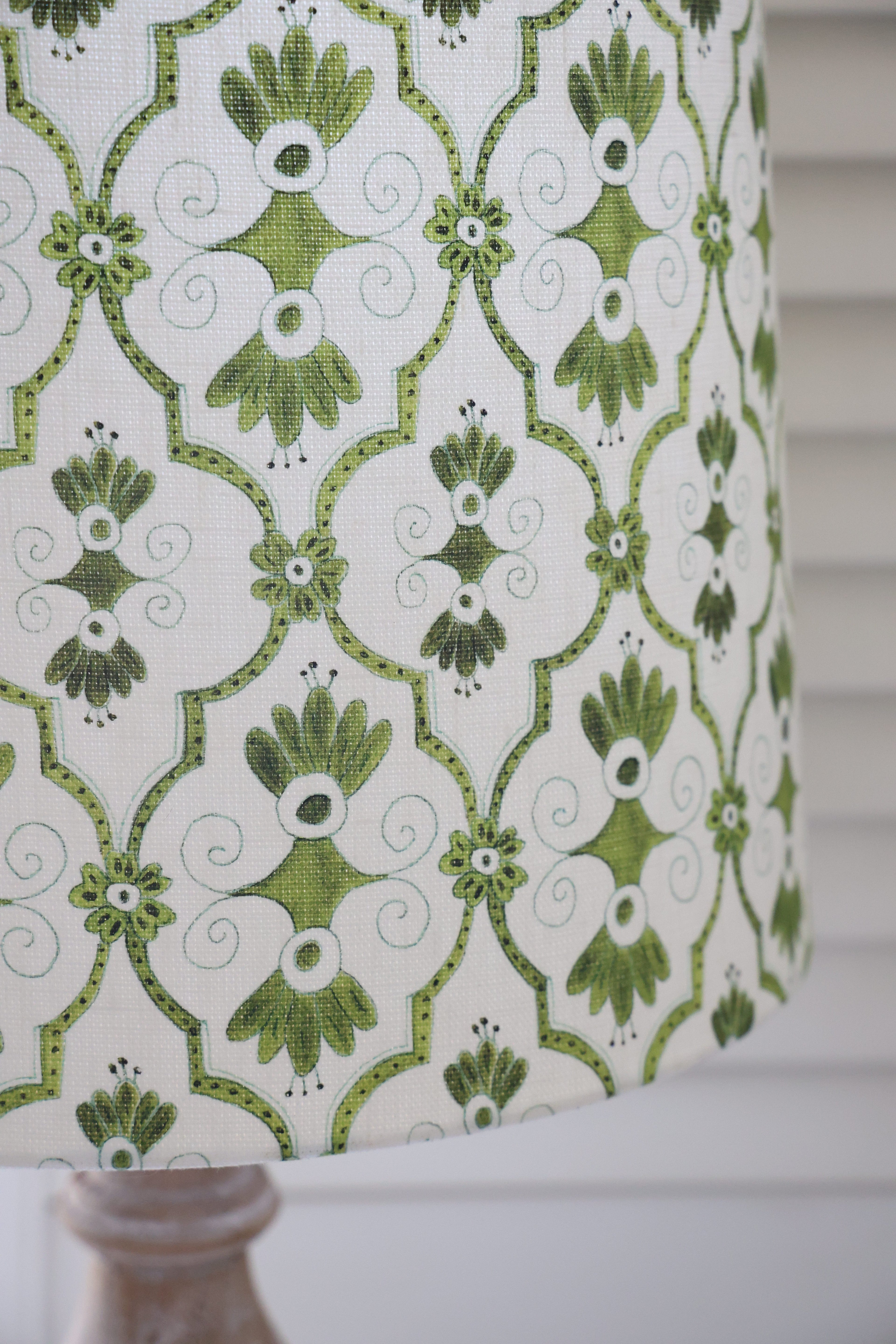 Ocre Designs 'Delft Green Lattice' Large Empire Lampshade