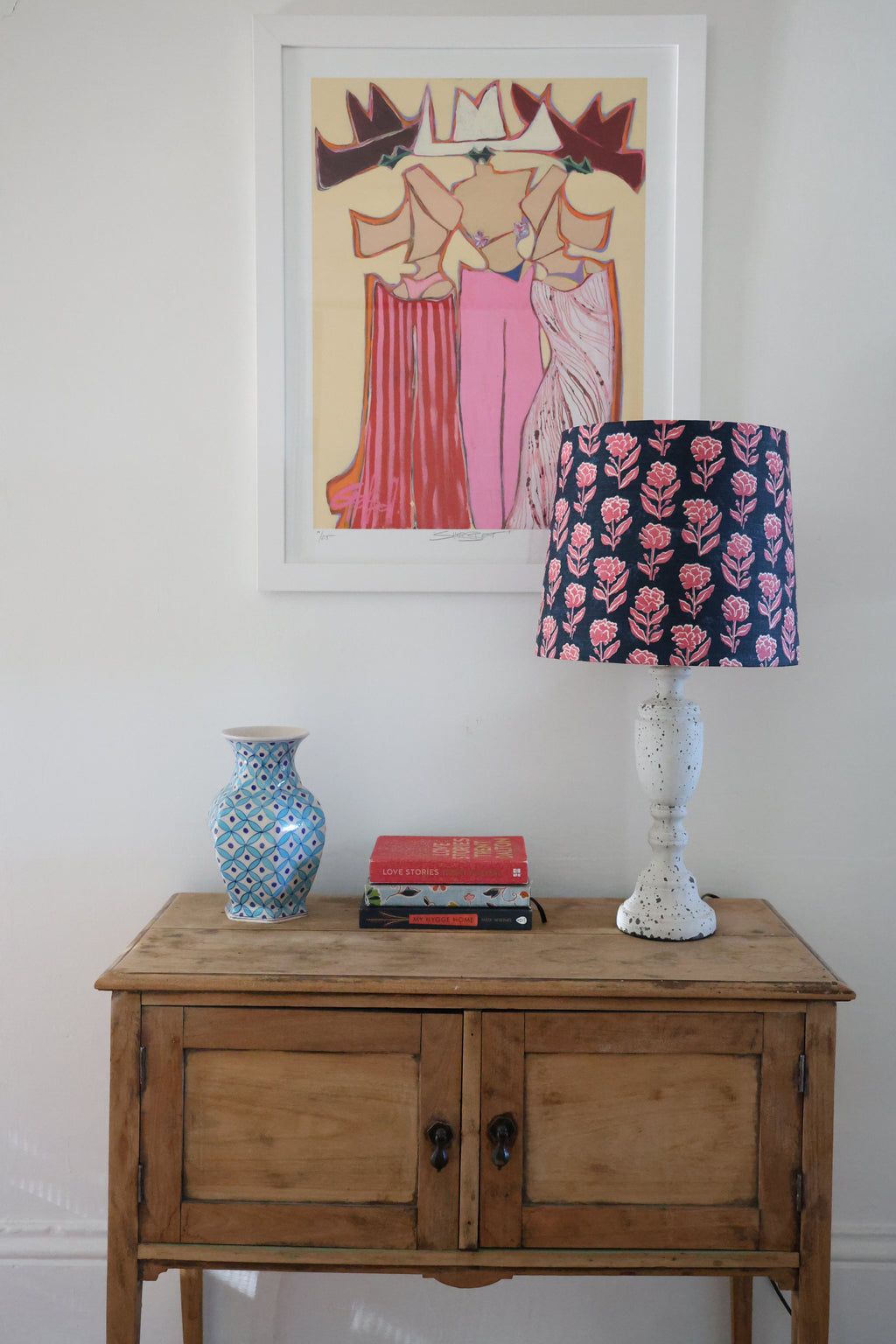 Anna Spiro 'Marigold Multi' in navy/bright pink medium empire lampshade