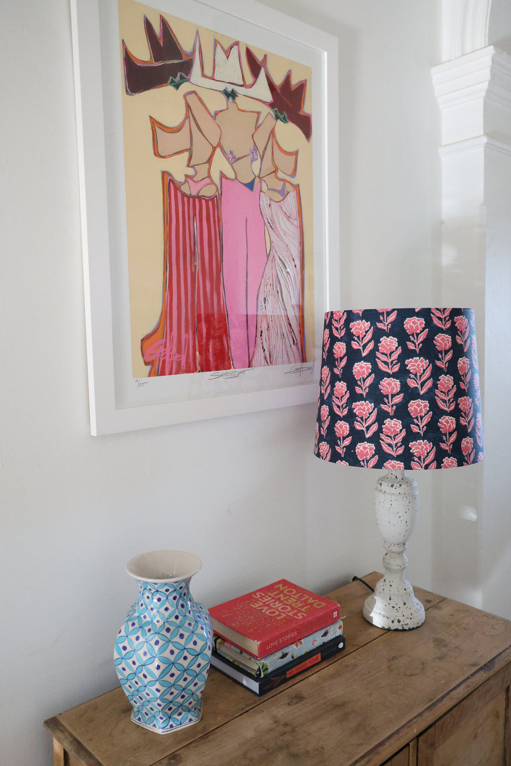 Anna Spiro 'Marigold Multi' in navy/bright pink medium empire lampshade