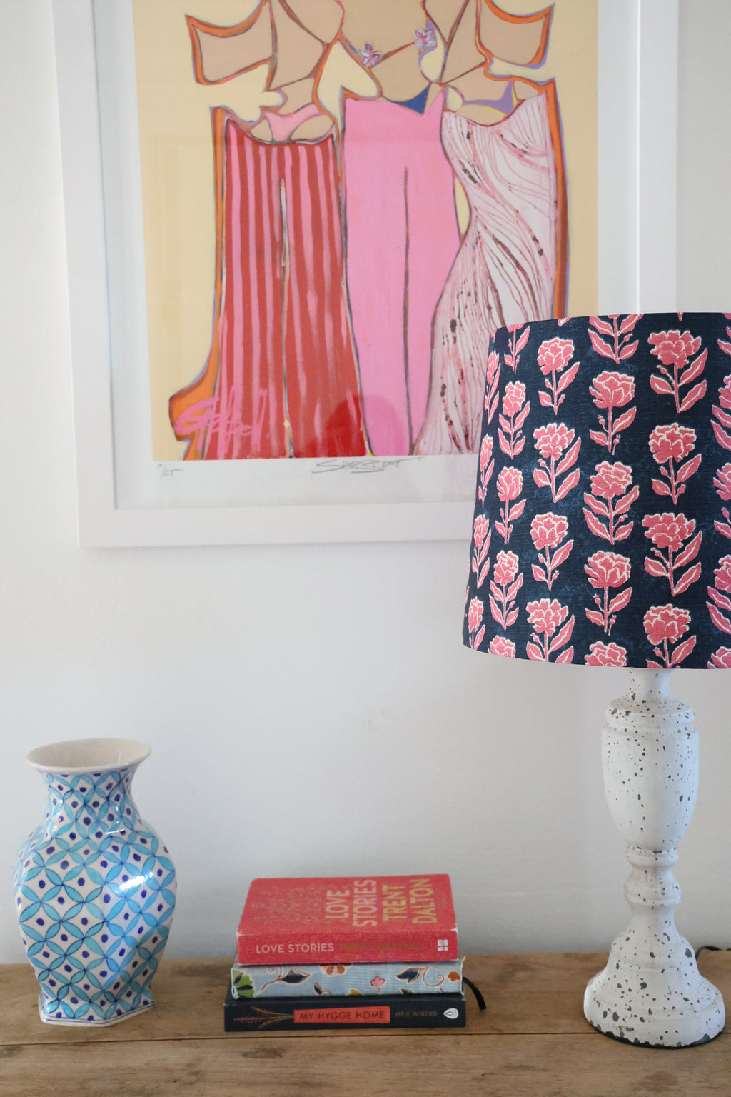 Anna Spiro 'Marigold Multi' in navy/bright pink medium empire lampshade