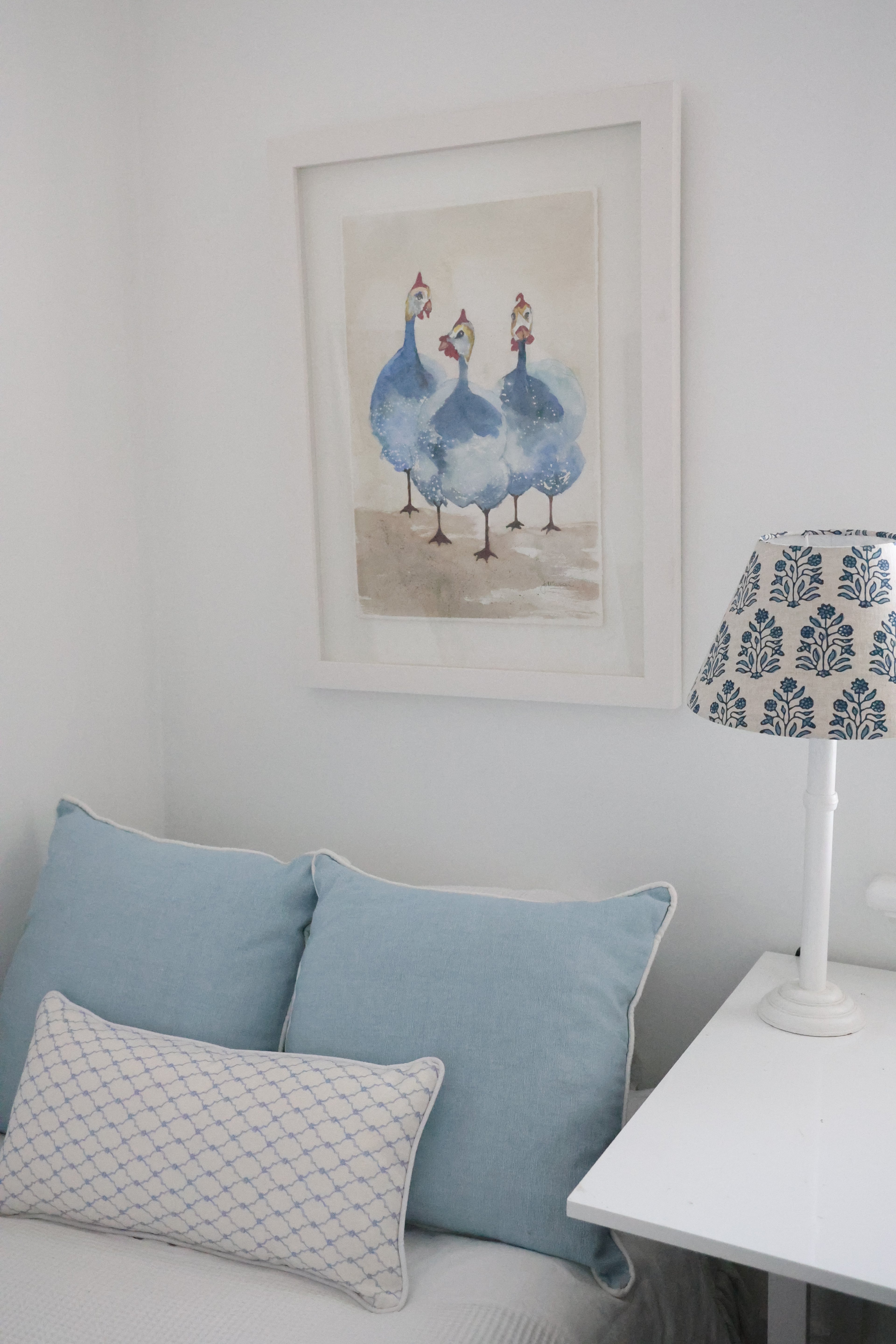 Ocre Designs 'Delft blue mini lattice linen' cushion