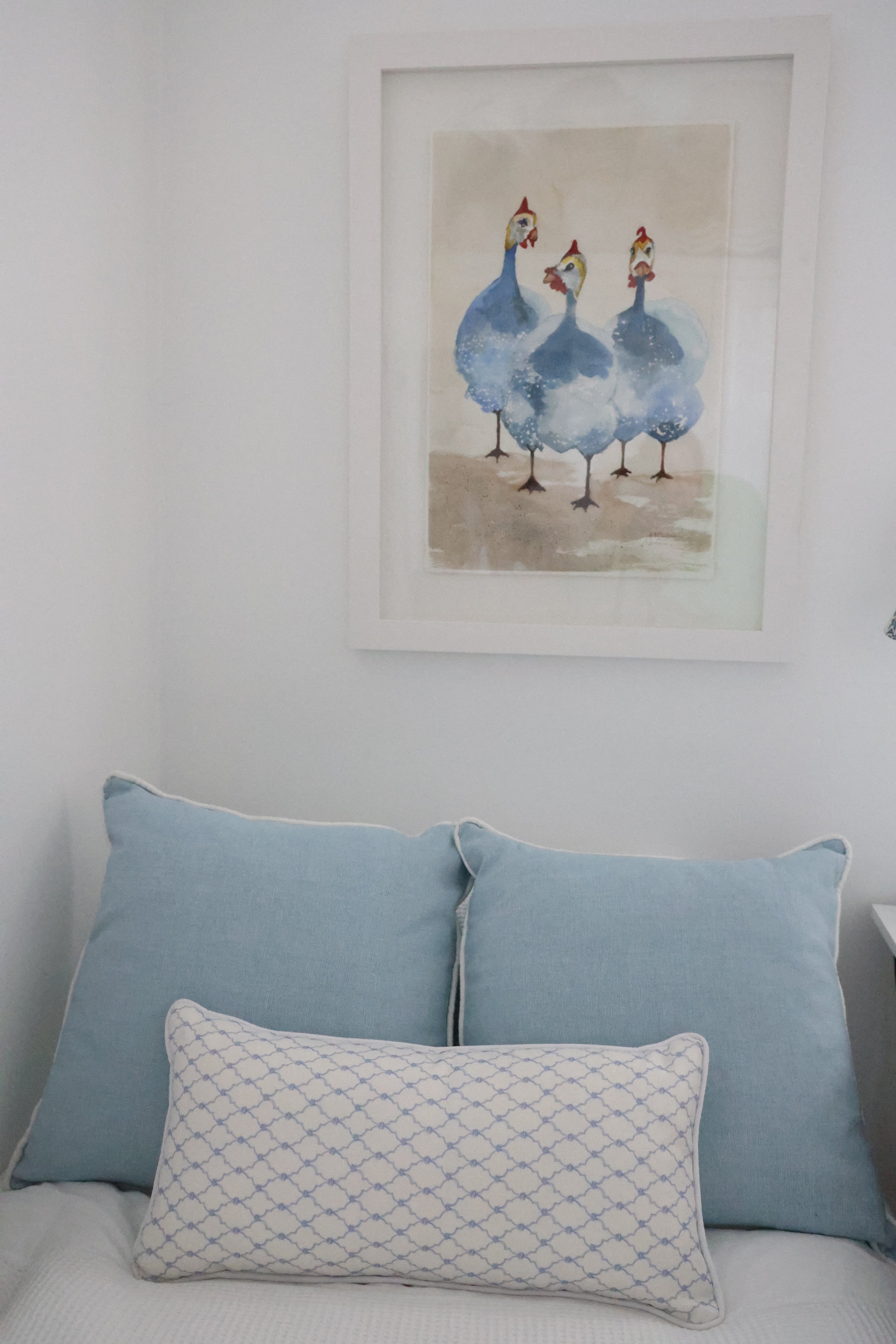 Ocre Designs 'Delft blue mini lattice linen' cushion
