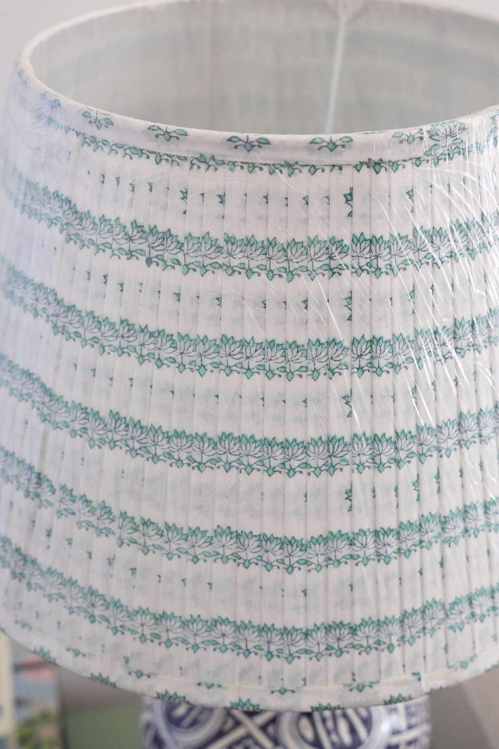 'Green and Blue floral' pleated lampshade