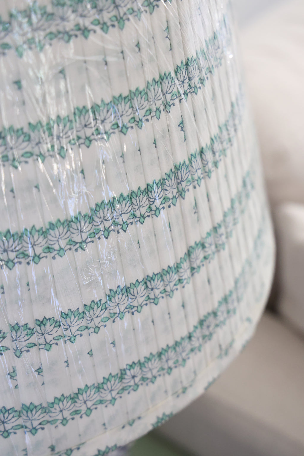 'Green and Blue floral' pleated lampshade