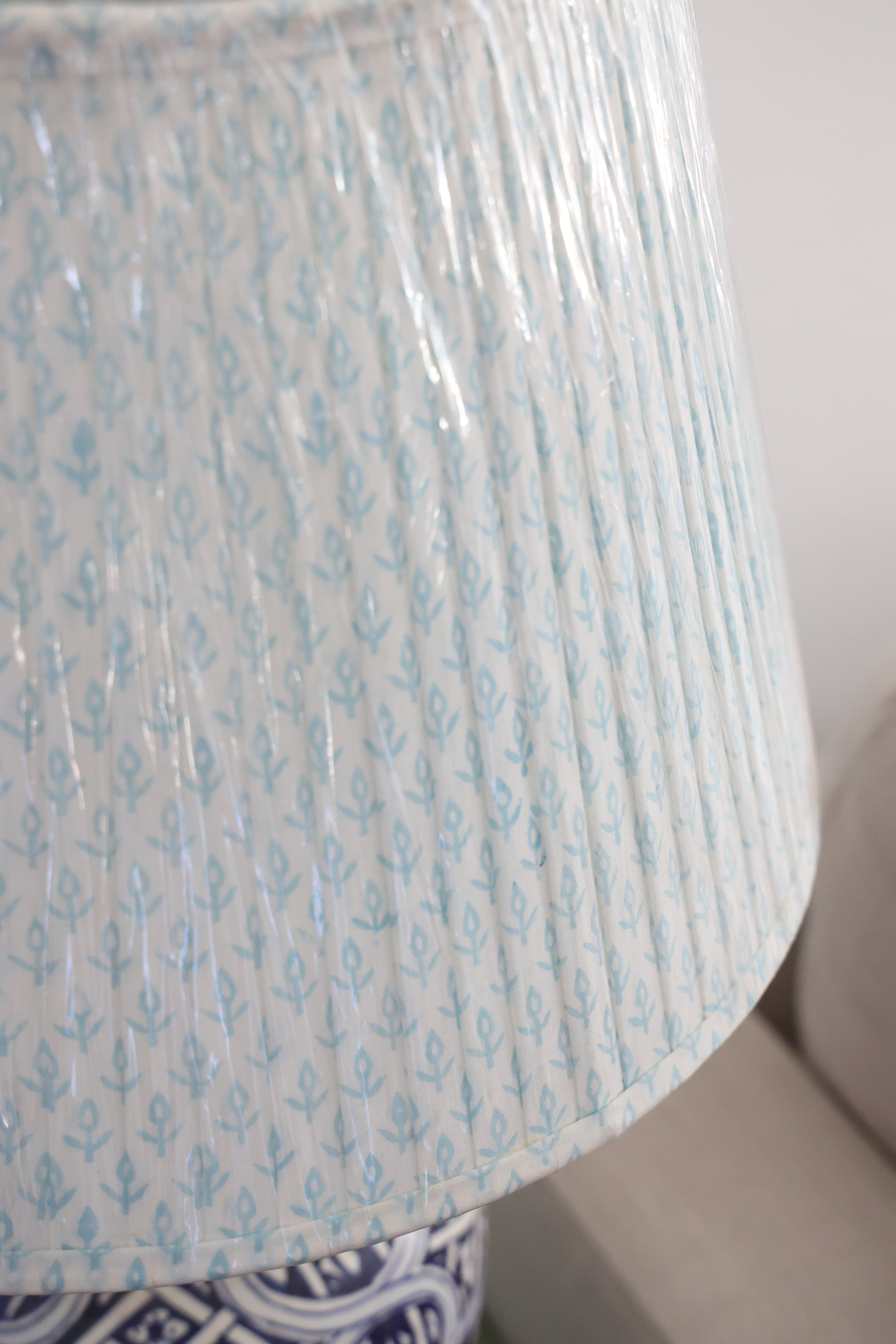 'Baby Blue' pleated lampshade