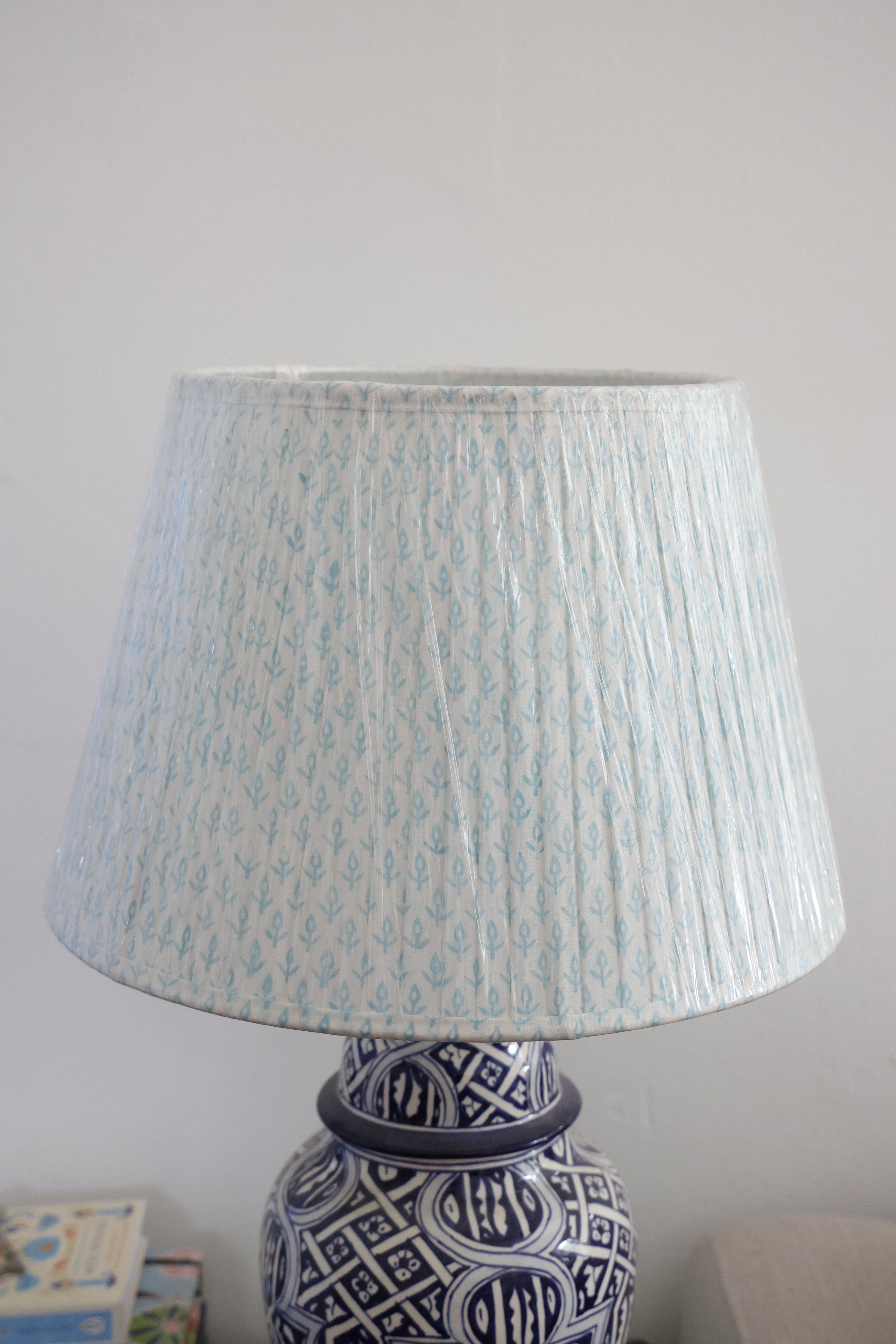 'Baby Blue' pleated lampshade