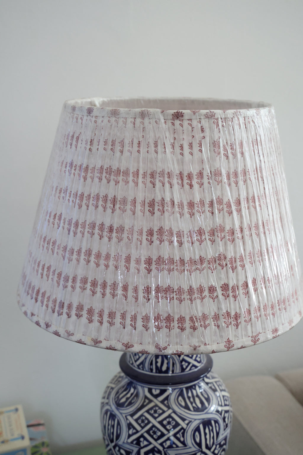 'Pink Flower' pleated lampshade