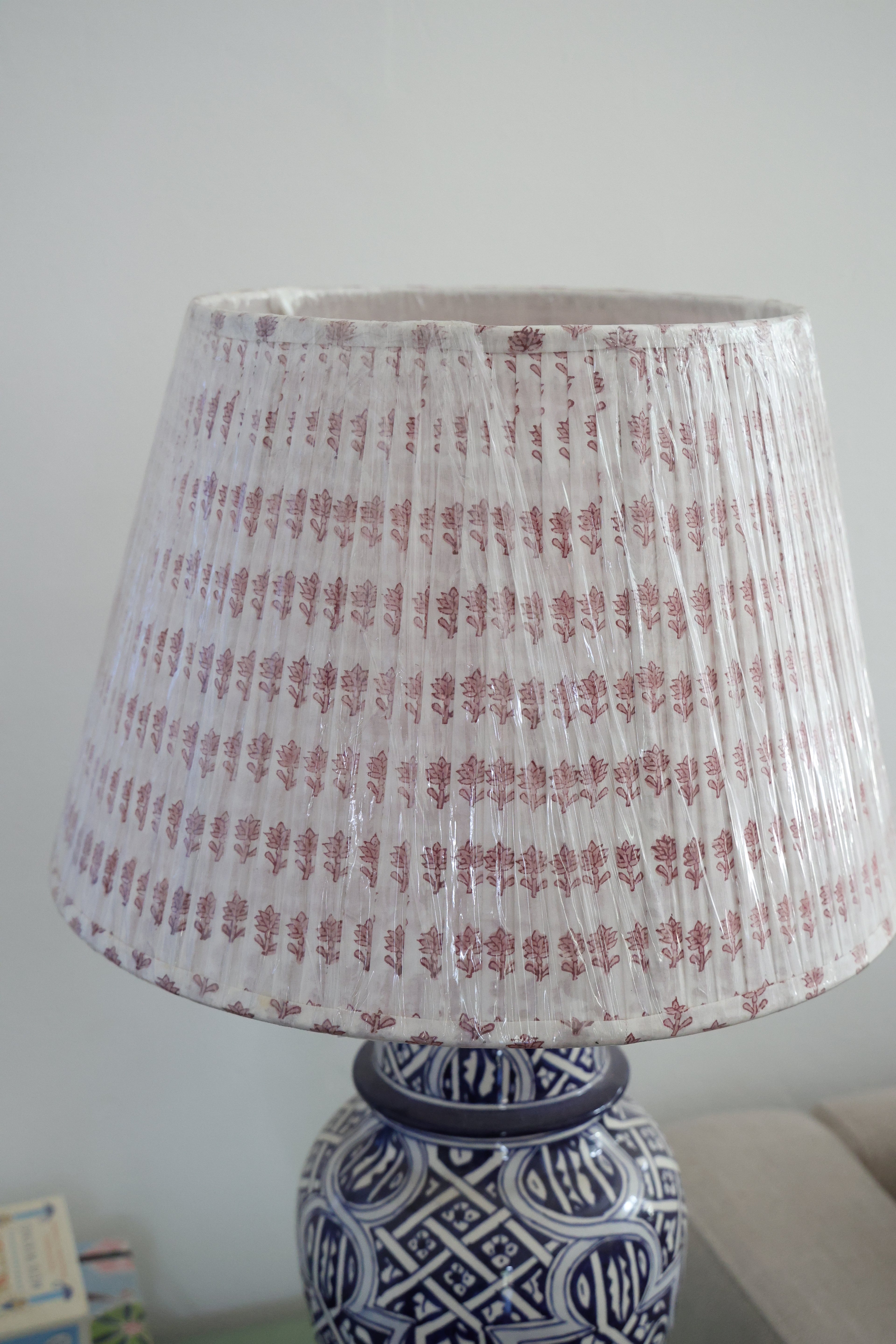'Pink Flower' pleated lampshade