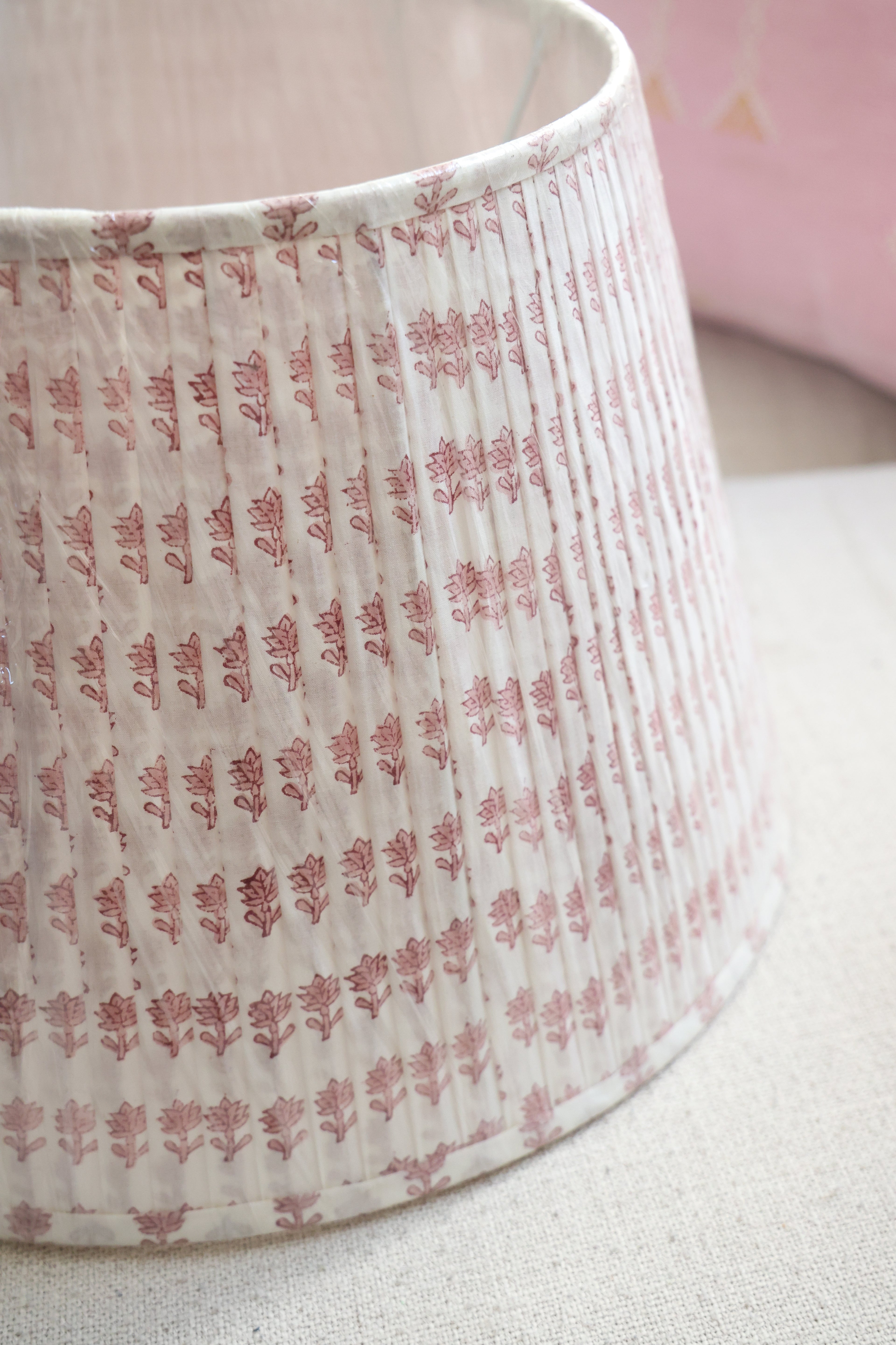 'Pink Flower' pleated lampshade