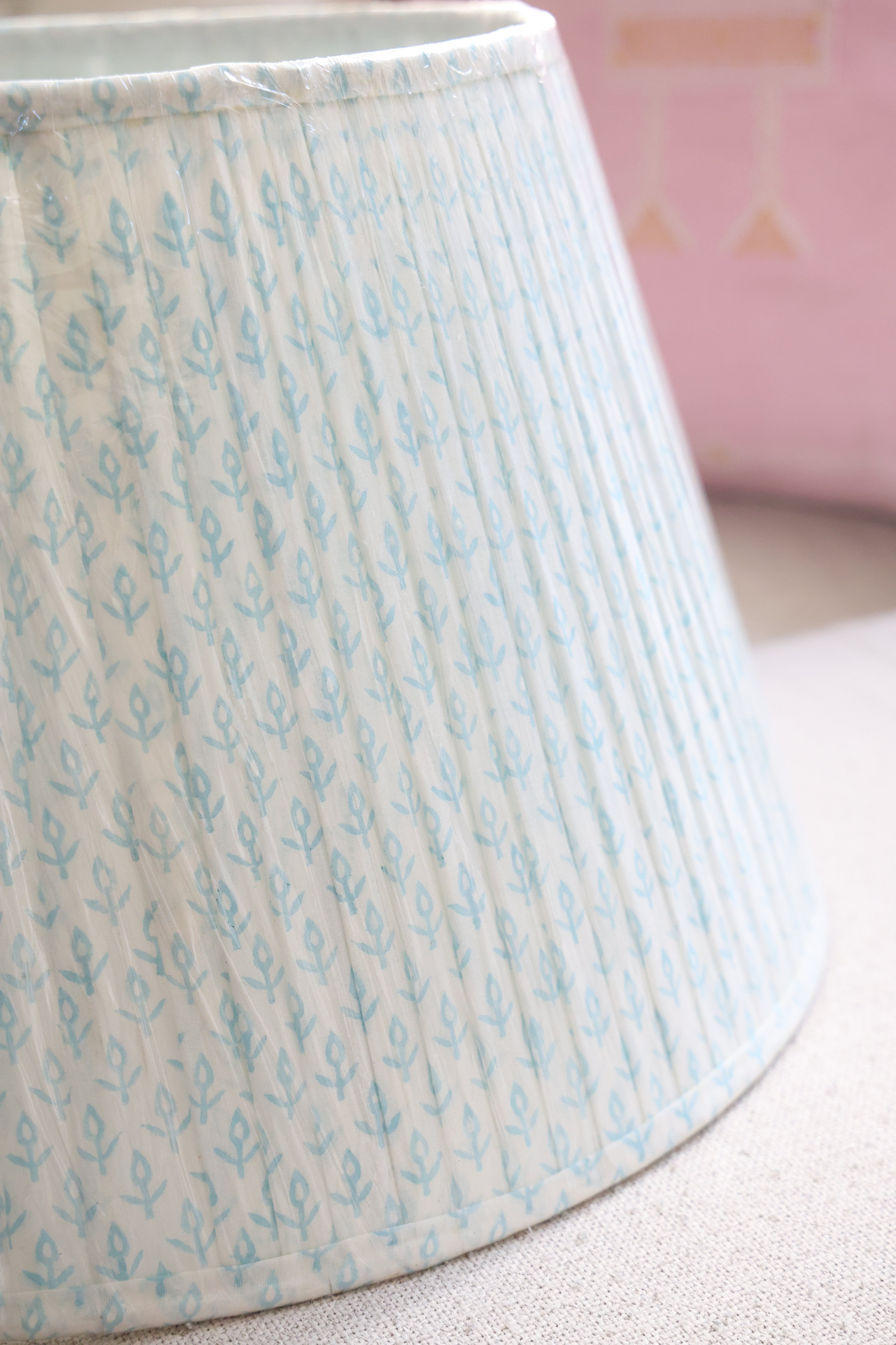 'Baby Blue' pleated lampshade