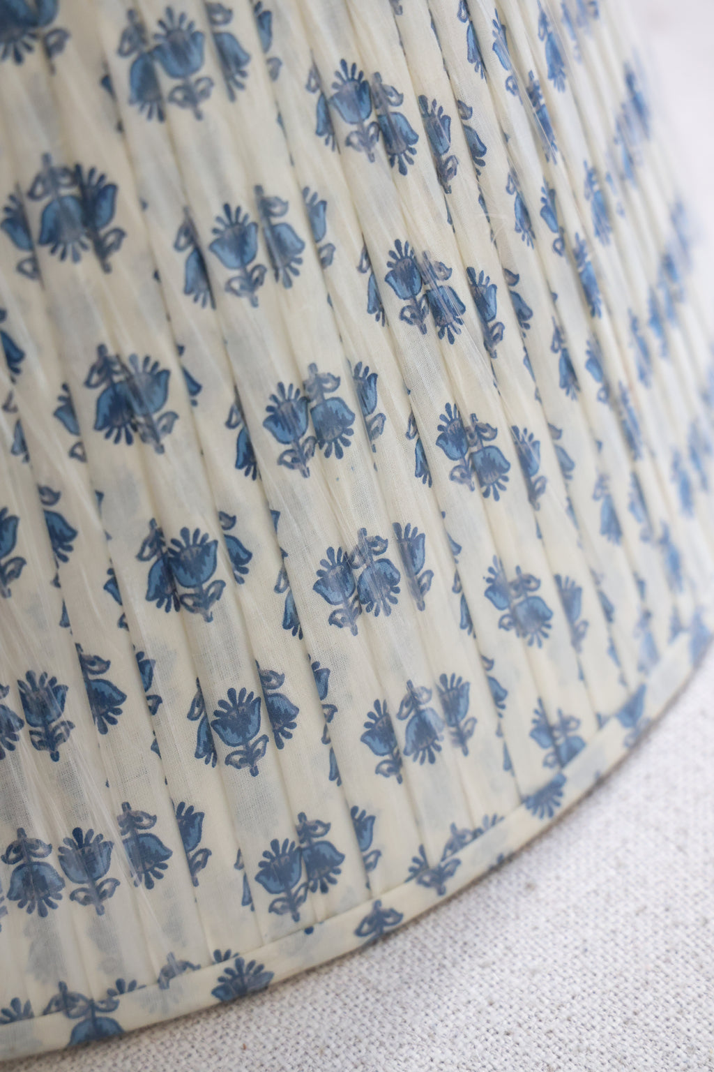 'Deep blue floral' pleated lampshade