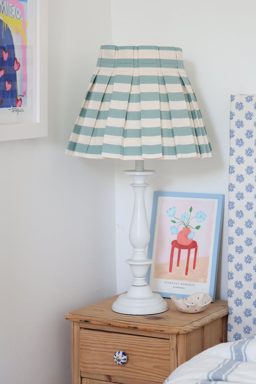 Alice Palmer 14" 'Sky blue box pleat lampshade'