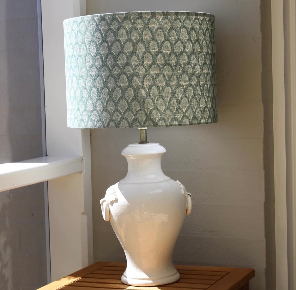 Walter G 'Scopello Celadon linen' Short and Wide lampshade