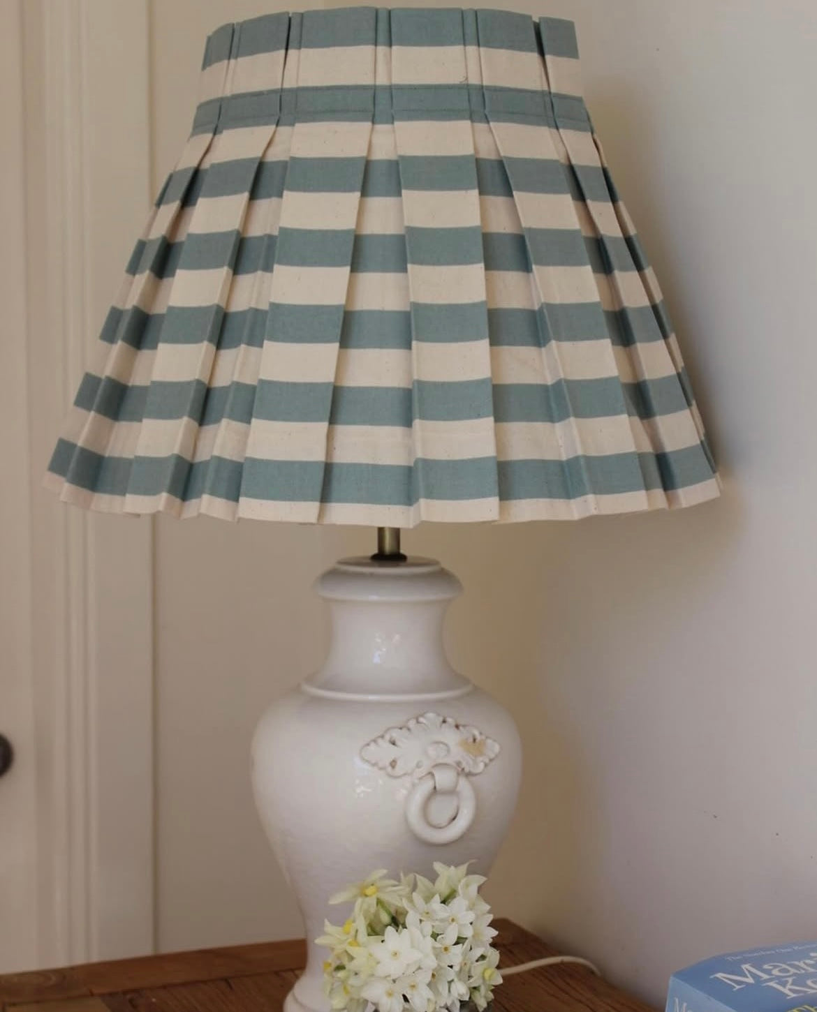 Alice Palmer 16" Sky Blue Box Pleated Lampshade