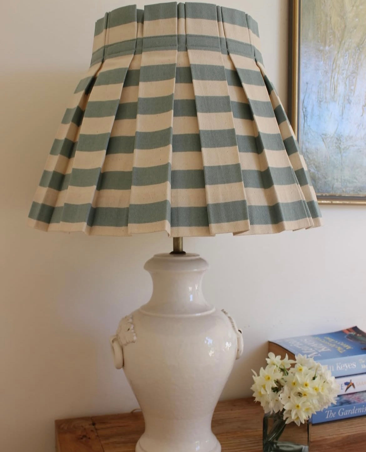 Alice Palmer 16" Sky Blue Box Pleated Lampshade