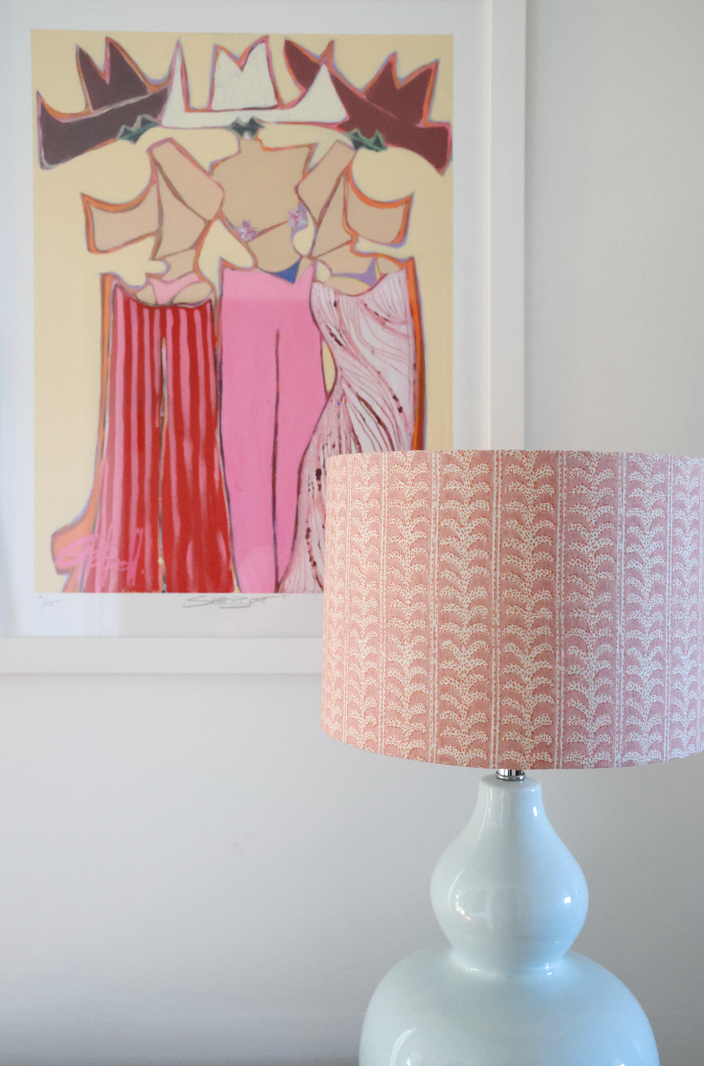 Walter G 'Luxor Guava Linen' Short and Wide lampshade