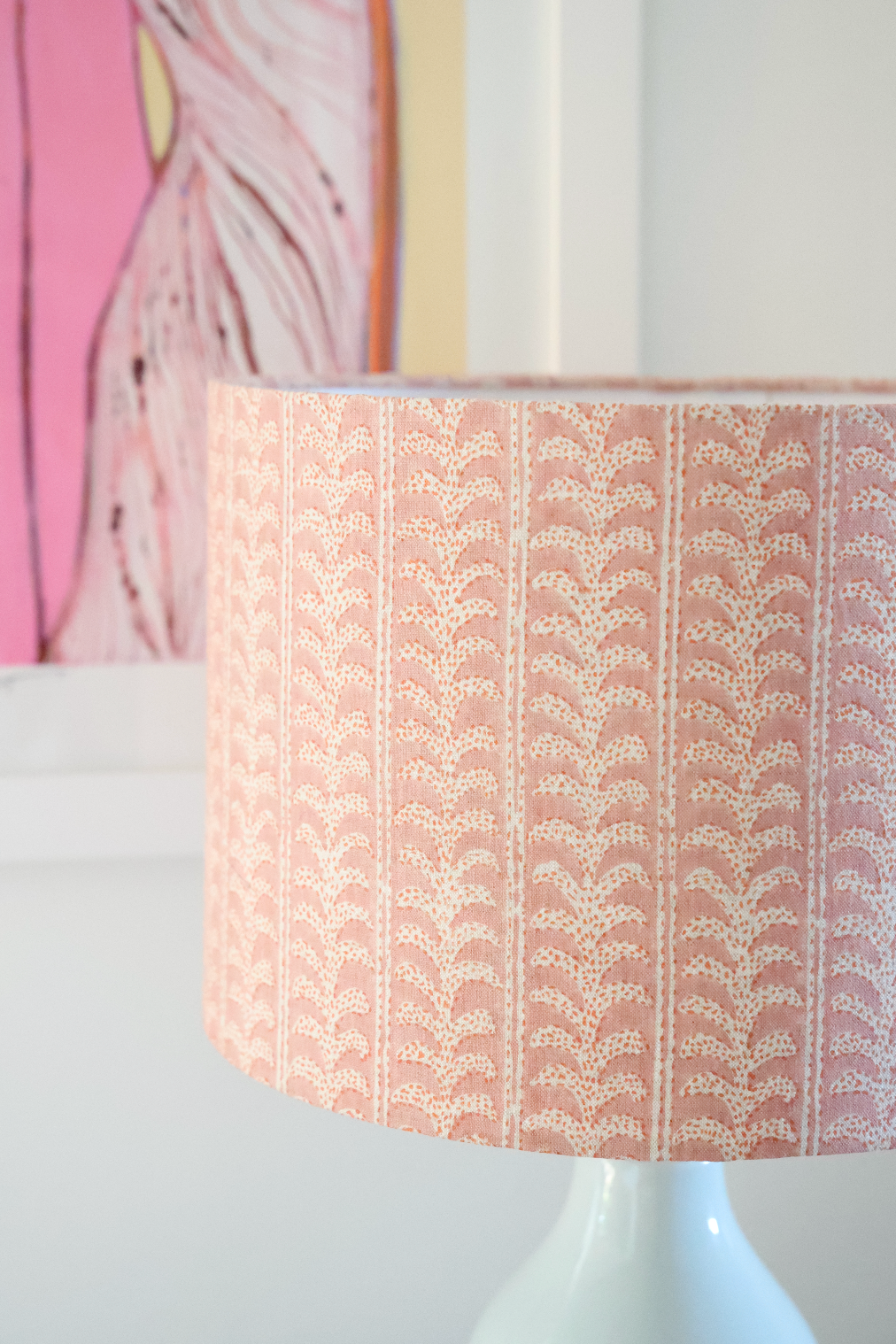 Walter G 'Luxor Guava Linen' Short and Wide lampshade