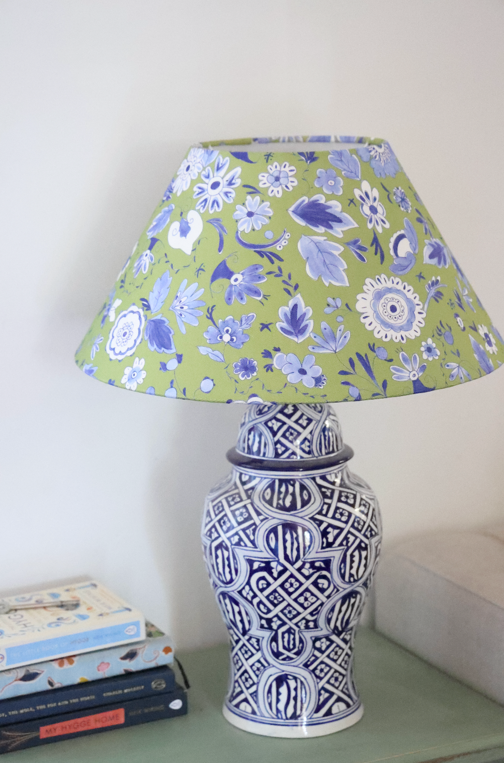 Ocre Designs 'Blue and Green Botanical' large conical lampshade
