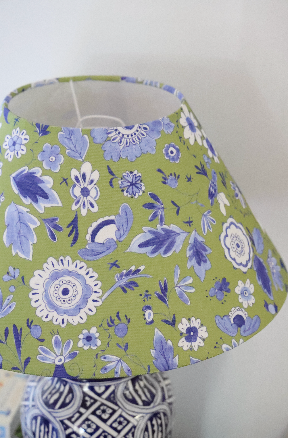 Ocre Designs 'Blue and Green Botanical' large conical lampshade